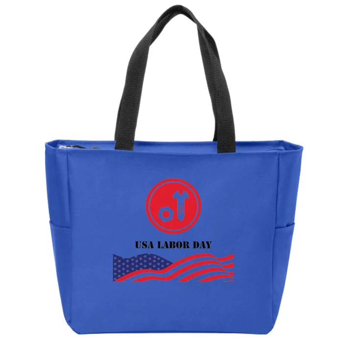 Retro Union Strong Usa Labor Day Graphics Meaningful Gift Zip Tote Bag