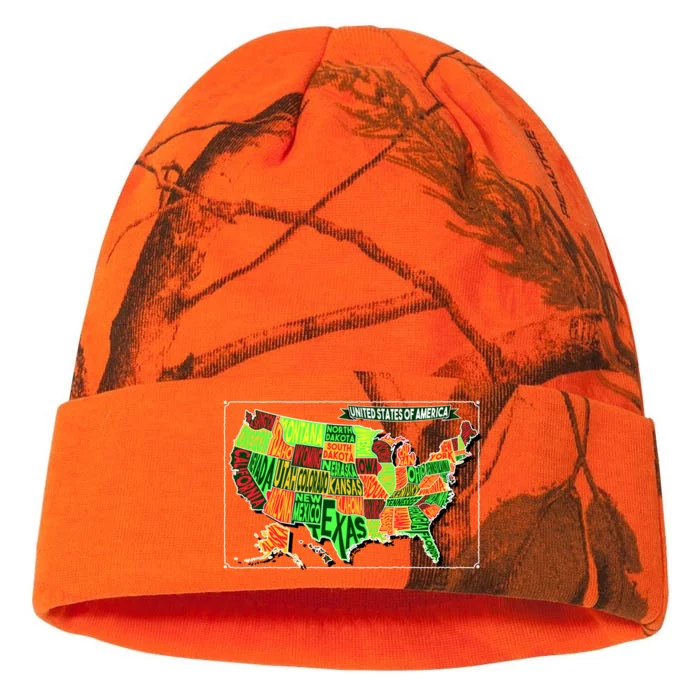 Retro United States Of America Map Kati - 12in Camo Beanie