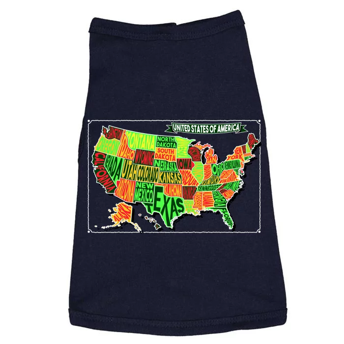 Retro United States Of America Map Doggie Tank