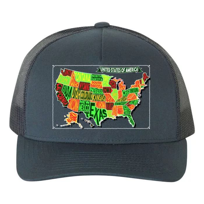 Retro United States Of America Map Yupoong Adult 5-Panel Trucker Hat