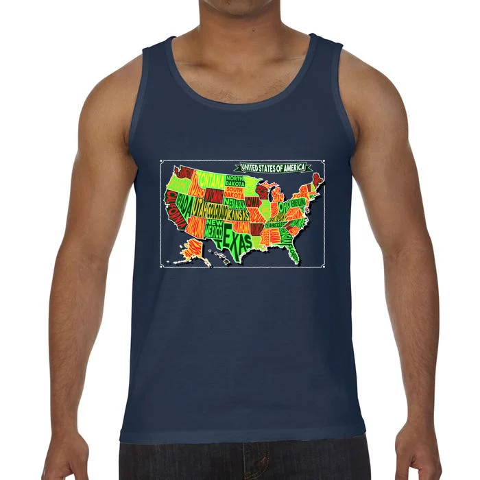 Retro United States Of America Map Comfort Colors® Tank Top