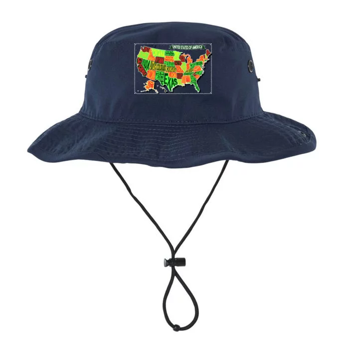 Retro United States Of America Map Legacy Cool Fit Booney Bucket Hat