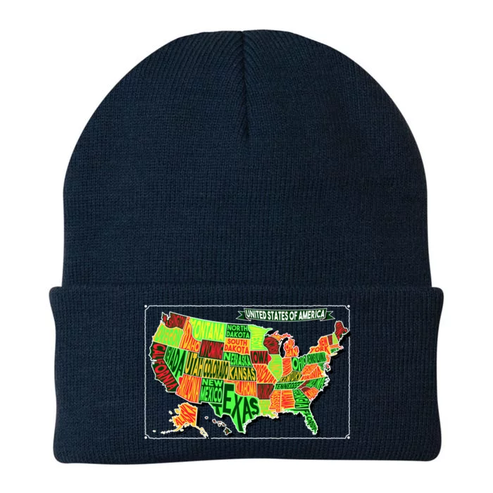 Retro United States Of America Map Knit Cap Winter Beanie