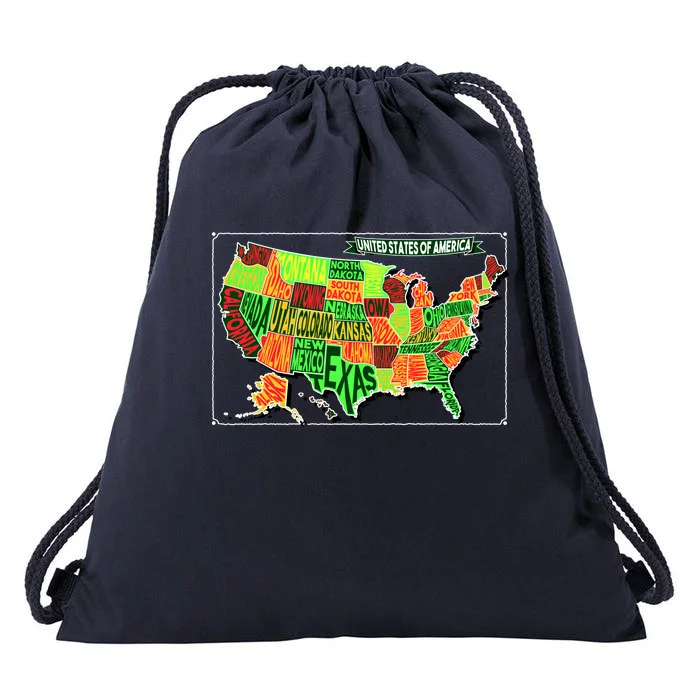 Retro United States Of America Map Drawstring Bag