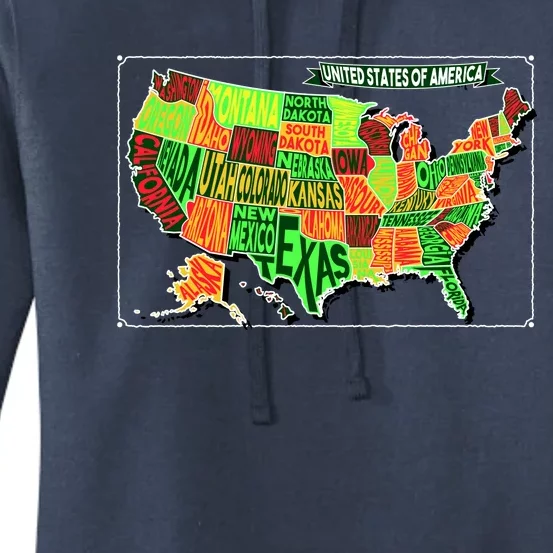 Retro United States Of America Map Women's Pullover Hoodie