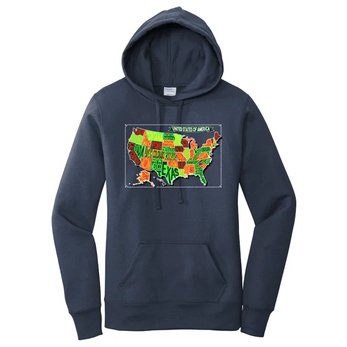 Retro United States Of America Map Women's Pullover Hoodie