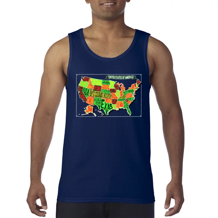 Retro United States Of America Map Tank Top