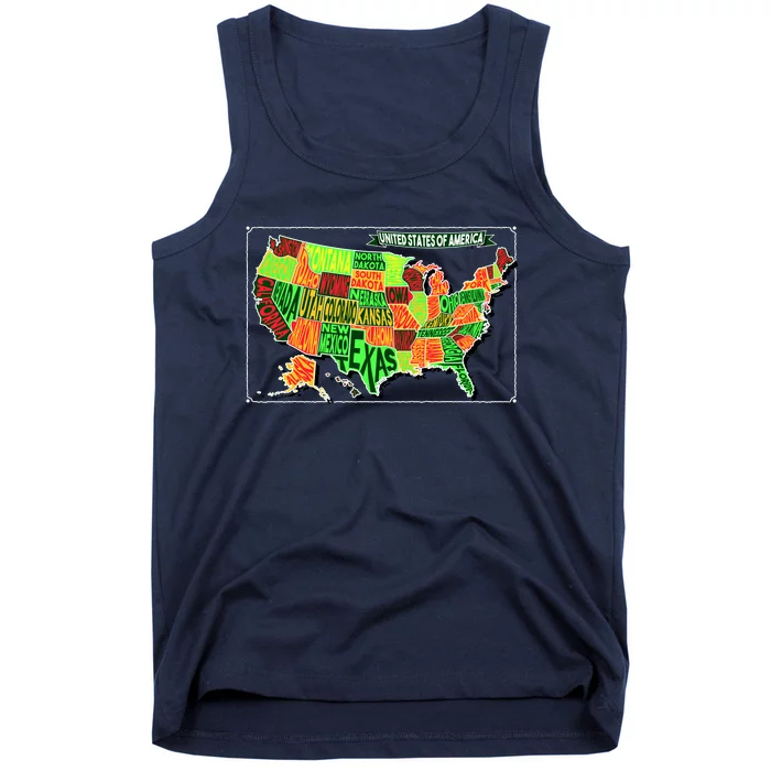 Retro United States Of America Map Tank Top