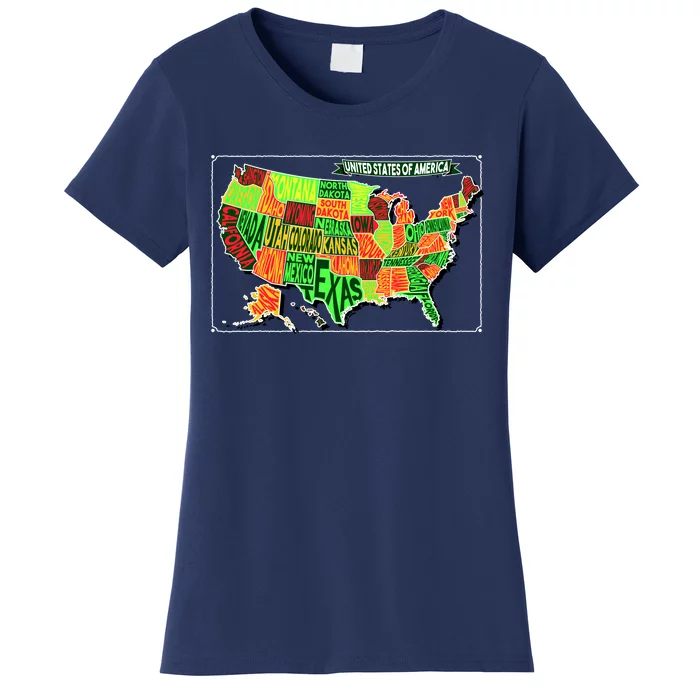 Retro United States Of America Map Women's T-Shirt