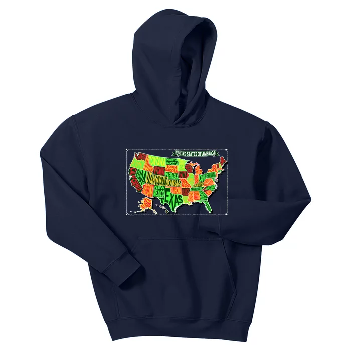 Retro United States Of America Map Kids Hoodie