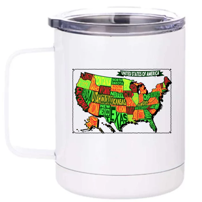 Retro United States Of America Map Front & Back 12oz Stainless Steel Tumbler Cup