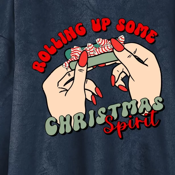 Rolling Up Some Christmas Spirit Funny Smoker Weed Hooded Wearable Blanket