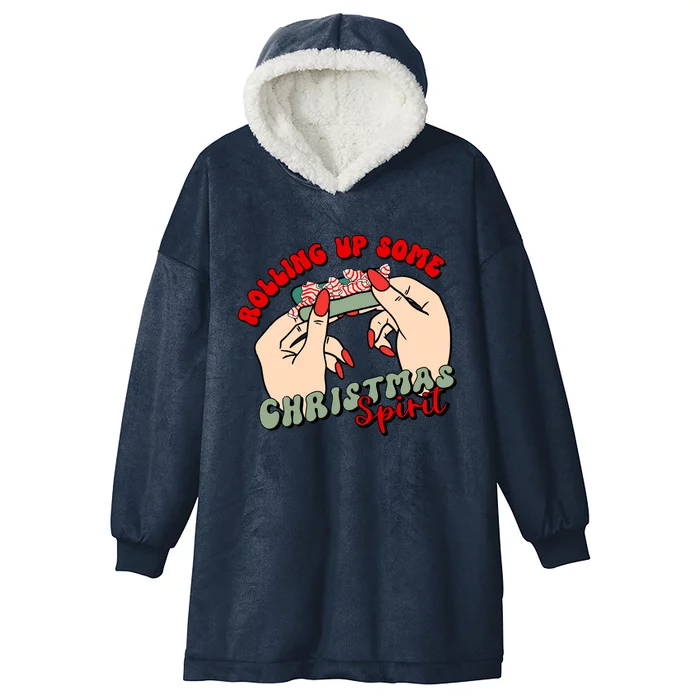 Rolling Up Some Christmas Spirit Funny Smoker Weed Hooded Wearable Blanket