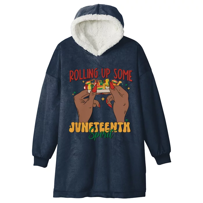 Rolling Up Some Juneteenth Spirit Hooded Wearable Blanket