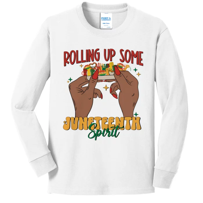 Rolling Up Some Juneteenth Spirit Kids Long Sleeve Shirt