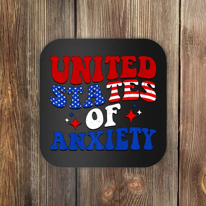 Retro United States Of Anxiety 4th Of July America Funny Coaster