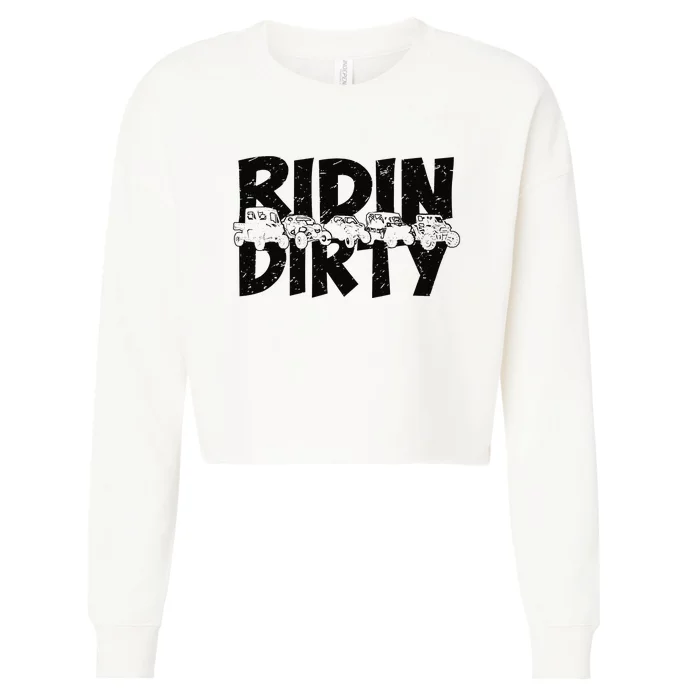 Retro UTV SXS Rider Riding Dirty ATV Offroad Riding SXS Life Cropped Pullover Crew