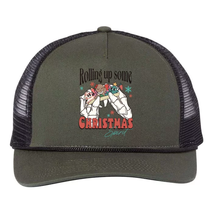 Rolling Up Some Christmas Spirit Skeleton Christmas Retro Rope Trucker Hat Cap