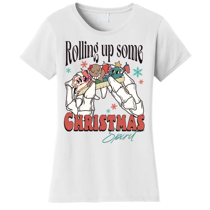 Rolling Up Some Christmas Spirit Skeleton Christmas Women's T-Shirt