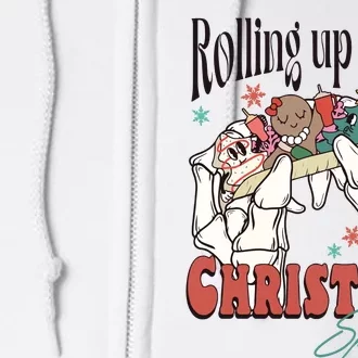 Rolling Up Some Christmas Spirit Skeleton Christmas Full Zip Hoodie