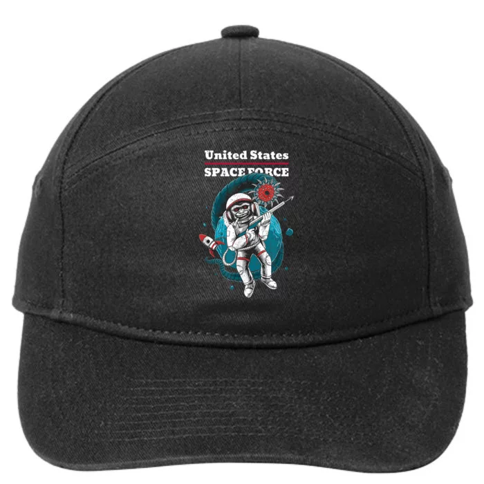 Retro United States Space Force Space Monkey Soldier 7-Panel Snapback Hat