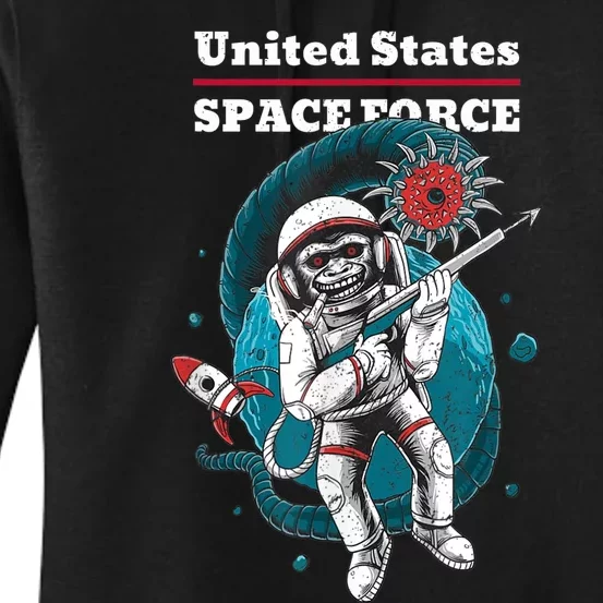 Retro United States Space Force Space Monkey Soldier Women's Pullover Hoodie