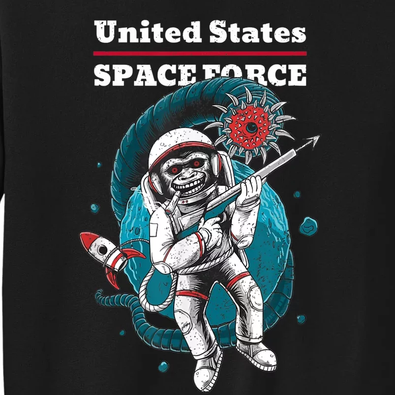 Retro United States Space Force Space Monkey Soldier Tall Sweatshirt