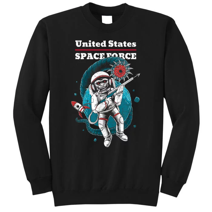 Retro United States Space Force Space Monkey Soldier Tall Sweatshirt