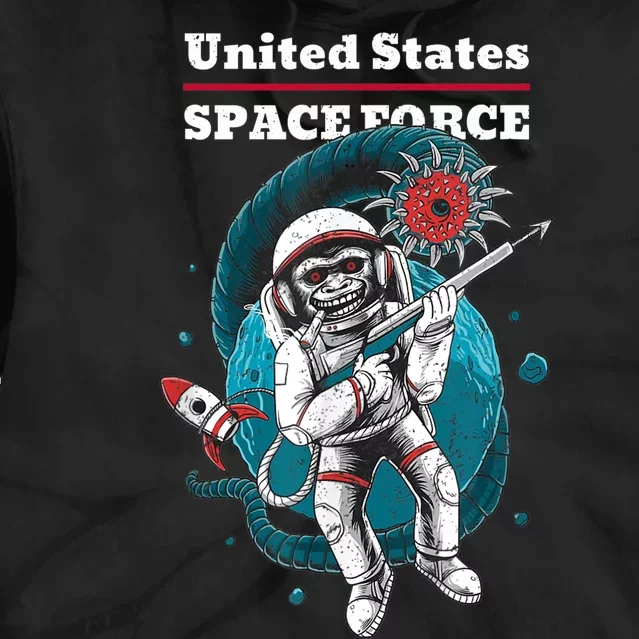 Retro United States Space Force Space Monkey Soldier Tie Dye Hoodie