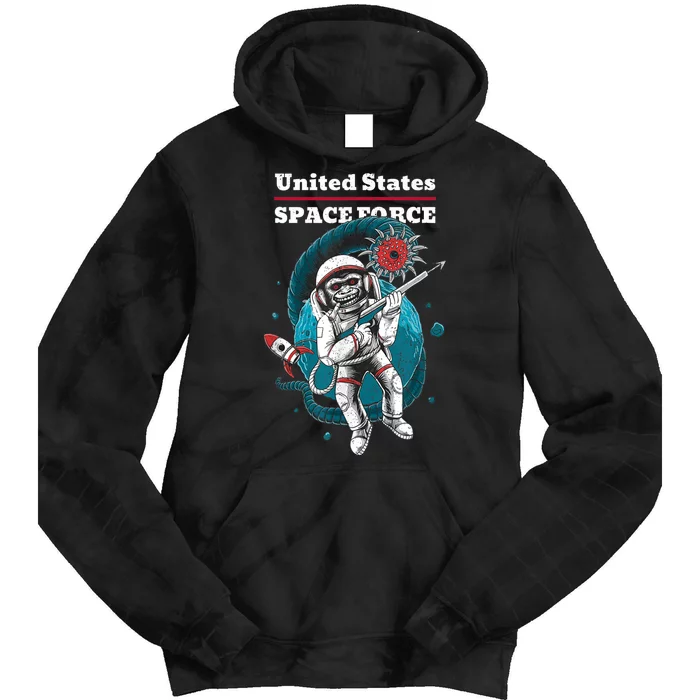 Retro United States Space Force Space Monkey Soldier Tie Dye Hoodie