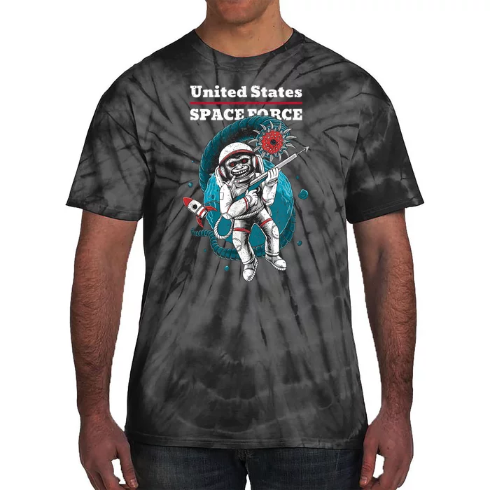 Retro United States Space Force Space Monkey Soldier Tie-Dye T-Shirt