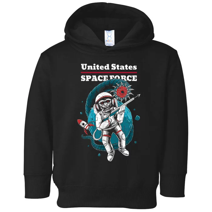 Retro United States Space Force Space Monkey Soldier Toddler Hoodie