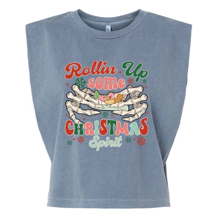 Rollin Up Some Christmas Spirit Christmas Skeleton Cookies Gift Garment-Dyed Women's Muscle Tee