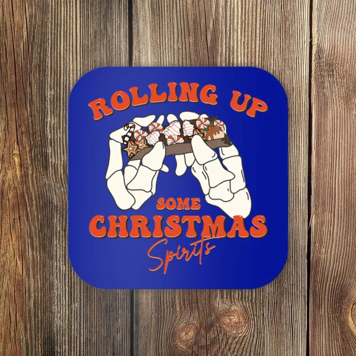 Rolling Up Some Christmas Spirits Funny Gift Coaster