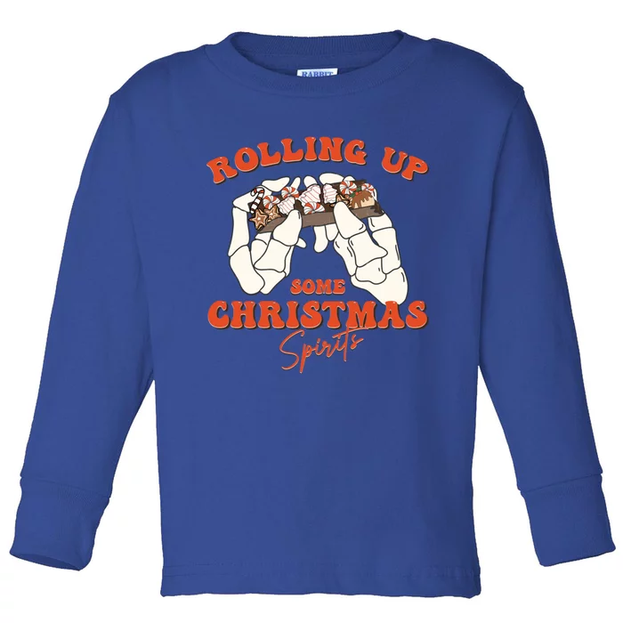 Rolling Up Some Christmas Spirits Funny Gift Toddler Long Sleeve Shirt