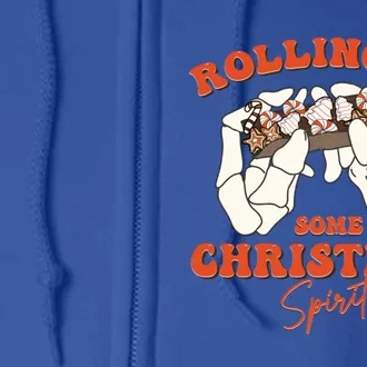 Rolling Up Some Christmas Spirits Funny Gift Full Zip Hoodie