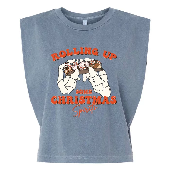 Rolling Up Some Christmas Spirits Funny Gift Garment-Dyed Women's Muscle Tee