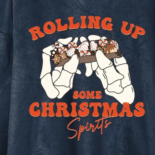 Rolling Up Some Christmas Spirits Funny Gift Hooded Wearable Blanket