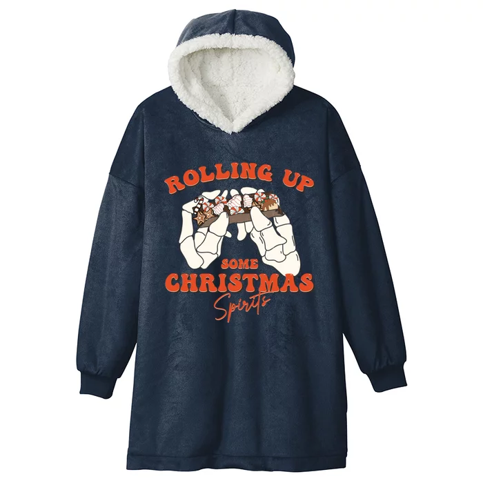 Rolling Up Some Christmas Spirits Funny Gift Hooded Wearable Blanket