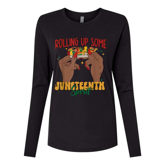 Rolling Up Some Juneteenth Spirit 2024 Womens Cotton Relaxed Long Sleeve T-Shirt