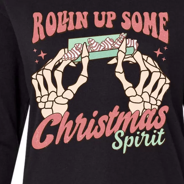 Rollin Up Some Christmas Spirit Funny Marijuana Womens Cotton Relaxed Long Sleeve T-Shirt