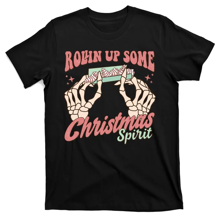 Rollin Up Some Christmas Spirit Funny Marijuana T-Shirt