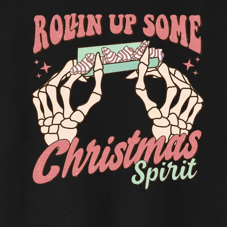 Rollin Up Some Christmas Spirit Funny Marijuana Women's Crop Top Tee