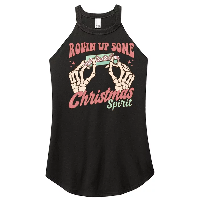 Rollin Up Some Christmas Spirit Funny Marijuana Women’s Perfect Tri Rocker Tank