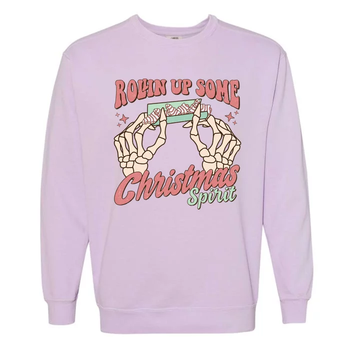 Rollin Up Some Christmas Spirit Funny Marijuana Garment-Dyed Sweatshirt