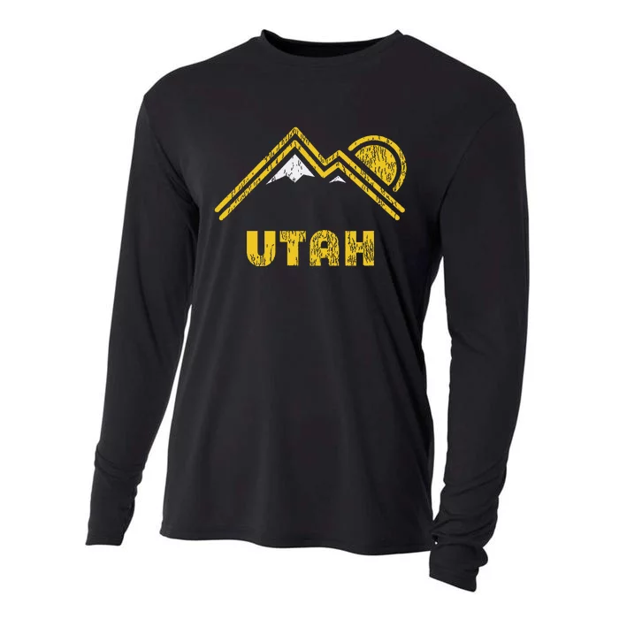 Retro Utah T Vintage Mountains Design Cooling Performance Long Sleeve Crew