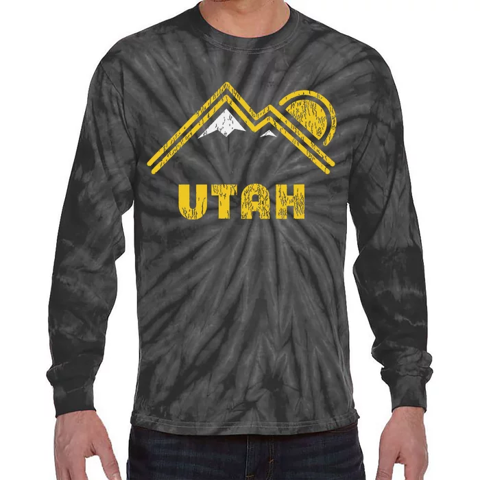 Retro Utah T Vintage Mountains Design Tie-Dye Long Sleeve Shirt