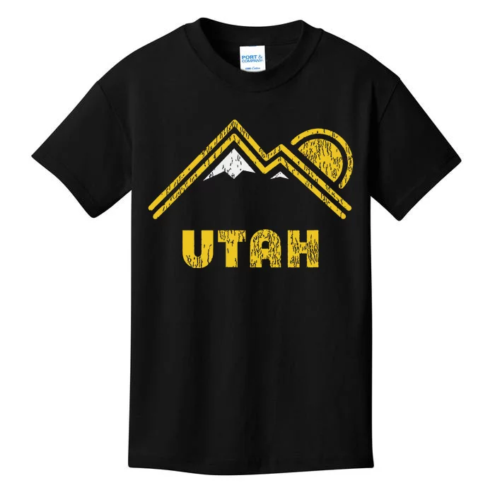 Retro Utah T Vintage Mountains Design Kids T-Shirt