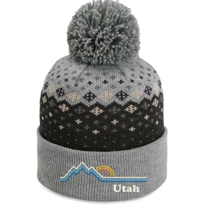 Retro Utah T Vintage Sunrise Mountains Design The Baniff Cuffed Pom Beanie