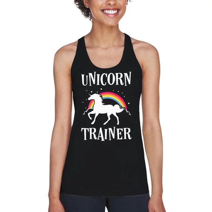 Rainbow Unicorn Trainer Costume Easy & Funny Halloween Outfit Women's Racerback Tank